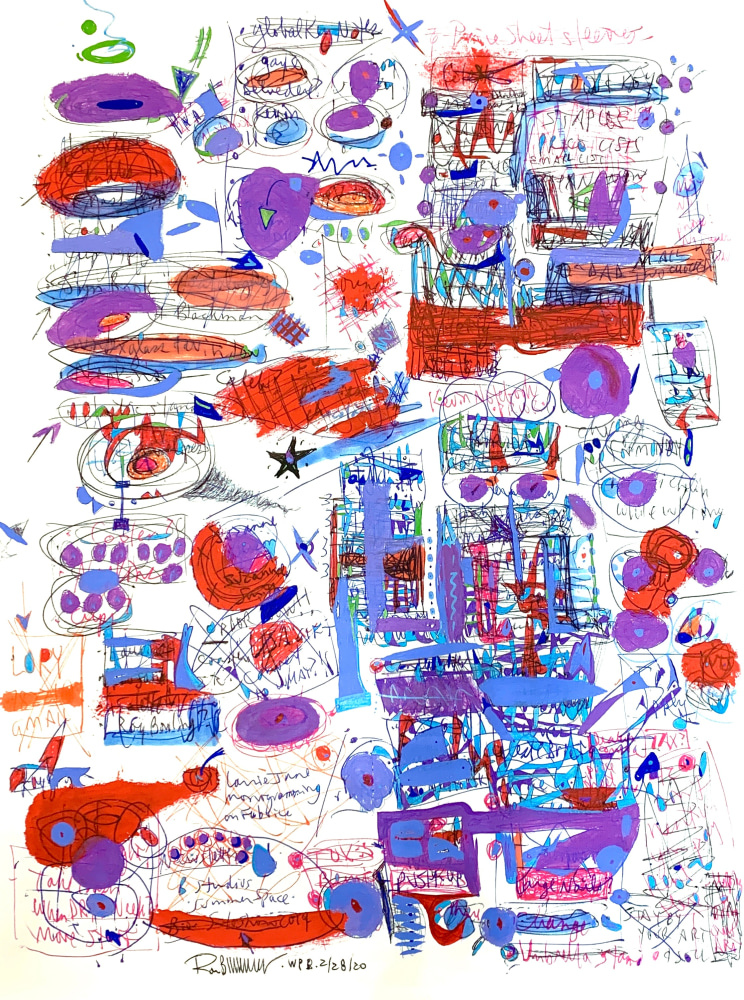 Ron Burkardt, Summer Space, 2020, Acrylic, Oil &amp; ink painting on Canvas, 50 x 39 inches, notism art for sale