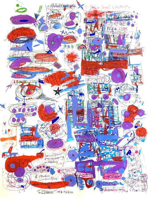 Ron Burkardt, Summer Space, 2020, Acrylic, Oil &amp; ink painting on Canvas, 50 x 39 inches, notism art for sale